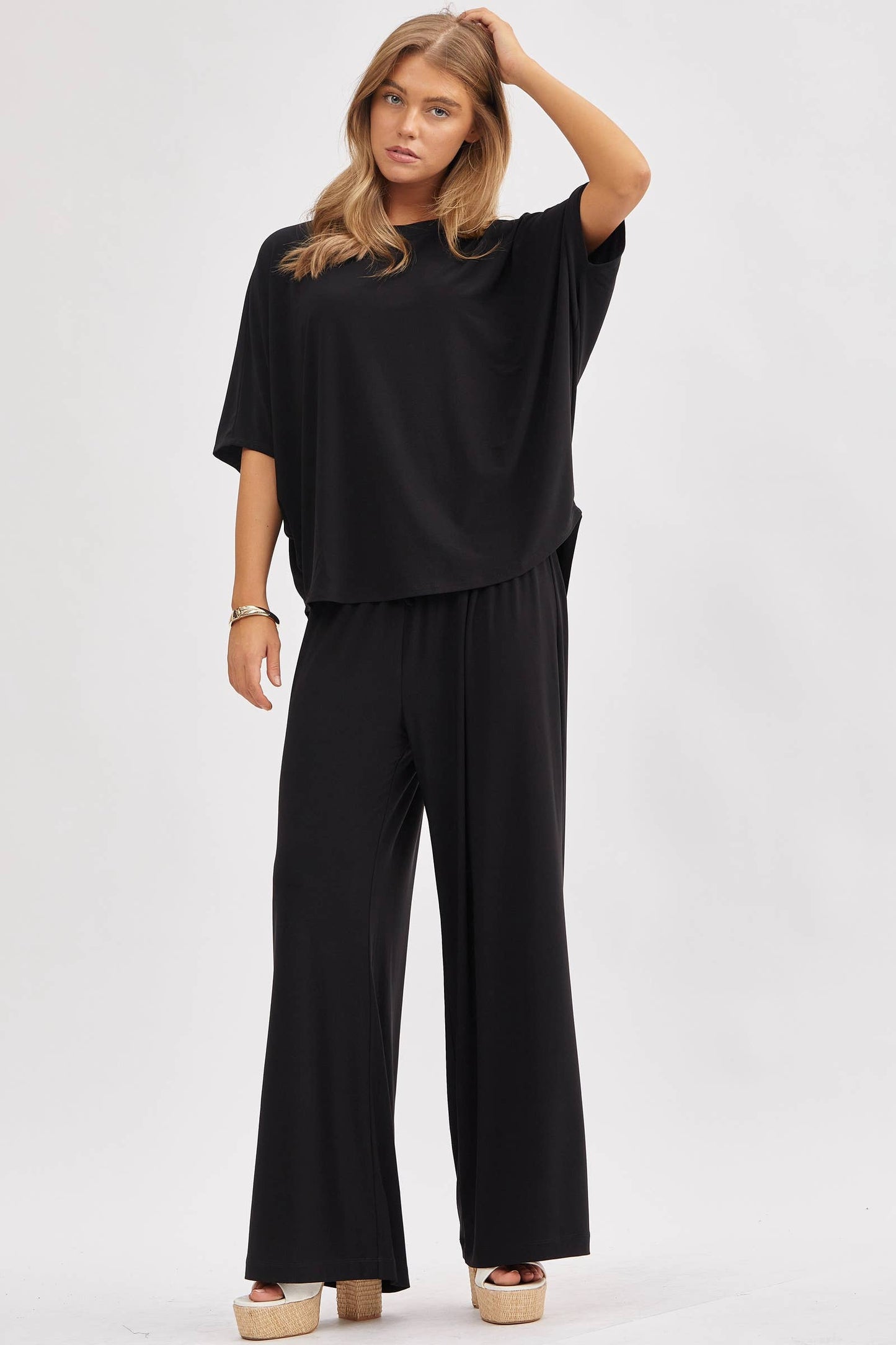 Dear Scarlett - Flowy Top + Wide Leg Set TRVSET-COASTAL: Royal Blue / L