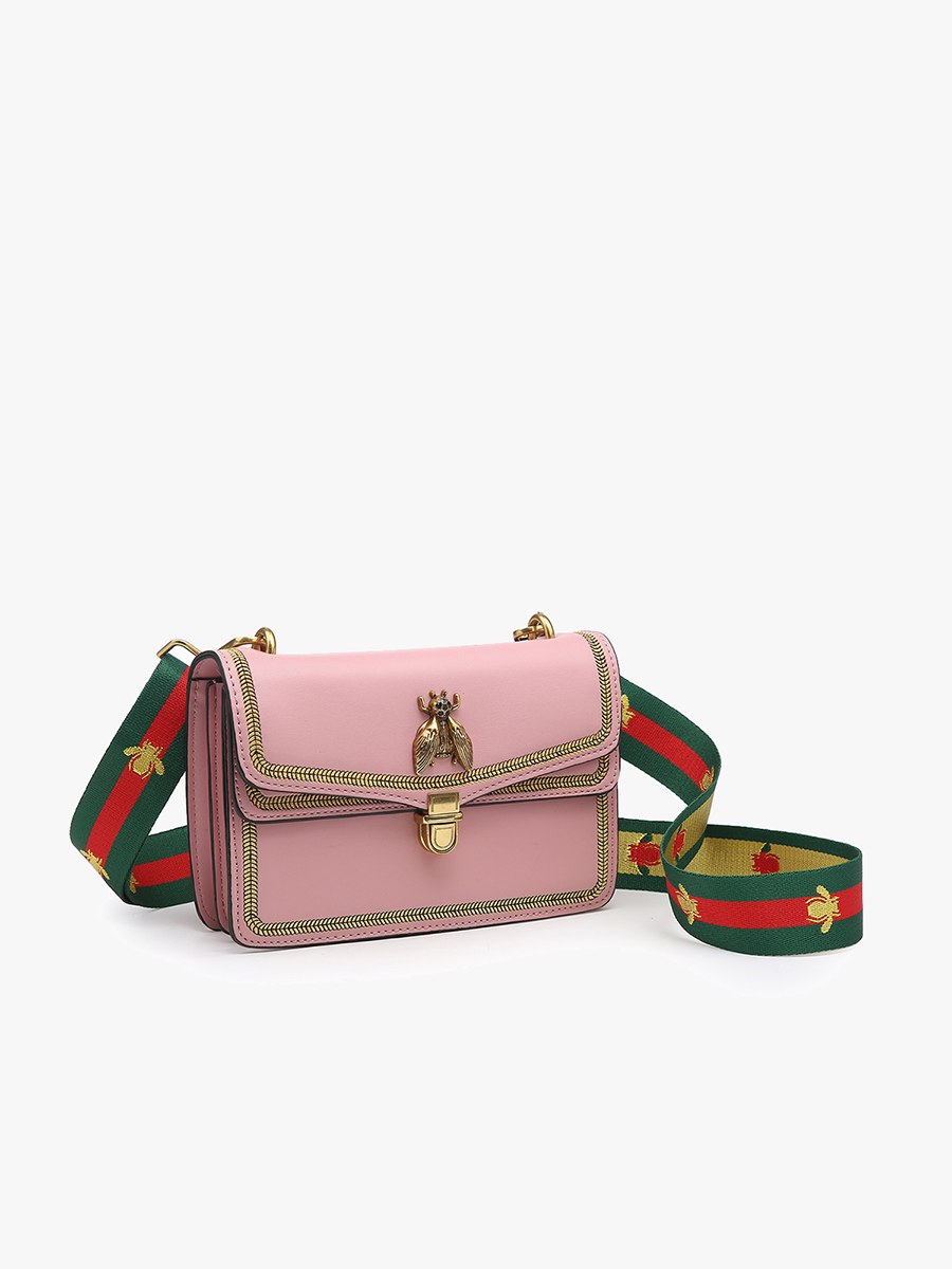Jen & Co Bee Crossbody w/ Guitar Strap: Red