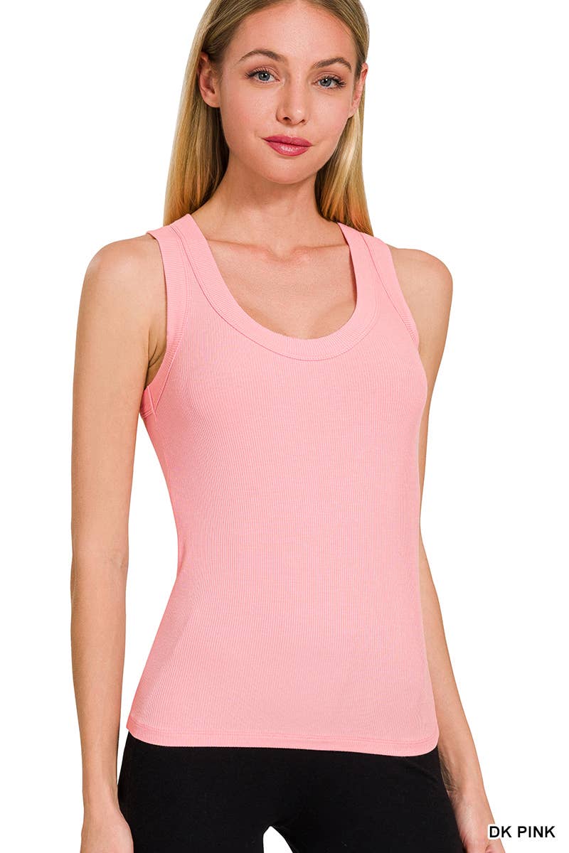 42POPS - ",,,,, Ribbed Scoop Neck Tank Top: MINT-176334 / XL