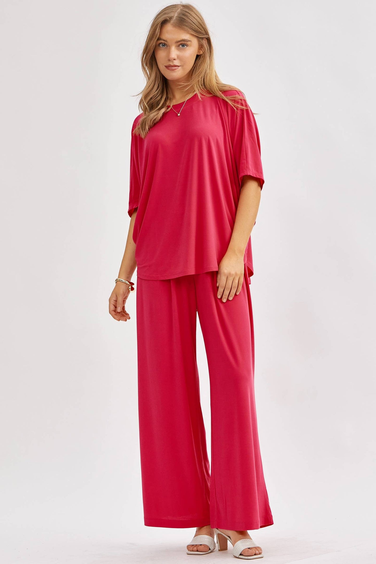 Dear Scarlett - Flowy Top + Wide Leg Set TRVSET-COASTAL: Royal Blue / L