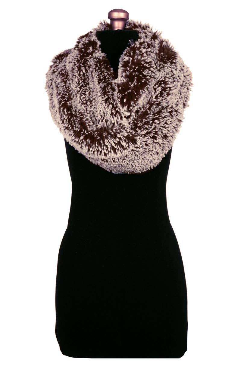 Infinity Scarf: Faux Fur 100% Polyester / Infinity Scarf / Desert Sand in Charcoal