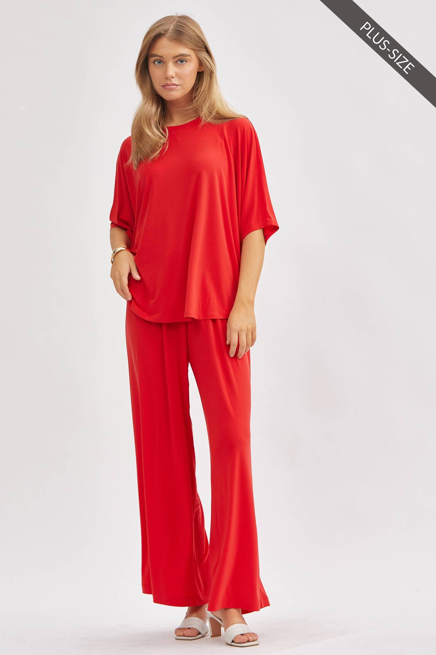Dear Scarlett - PLUS SIZE Flowy Top + Wide Leg Set TRVSET-COASTAL: Royal Blue / XL