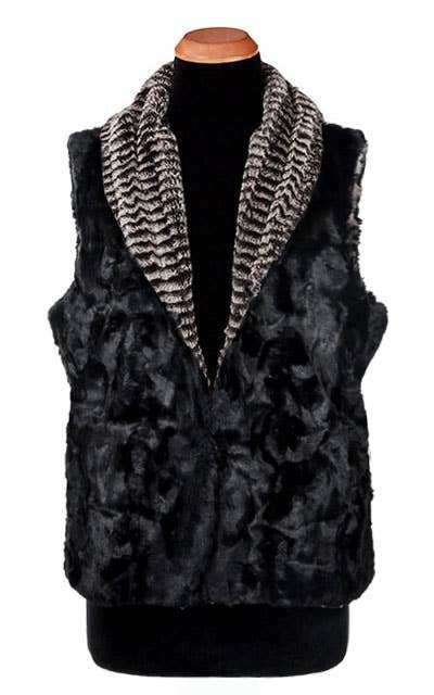 Shawl Collar Vest +4" - Reversible: Medium / 8mm Black & White / Black