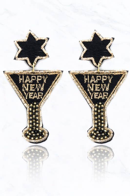 OBX Prep - Happy New Year Martini Glass Earrings