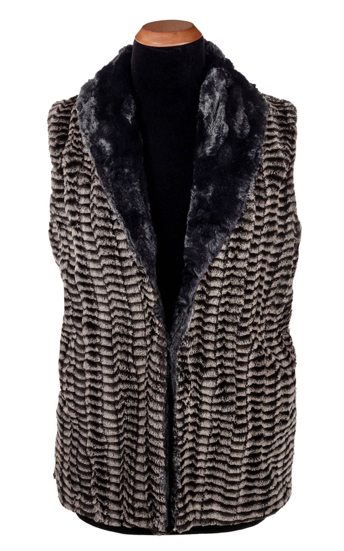 Shawl Collar Vest +4" - Reversible: Medium / 8mm Black & White / Black