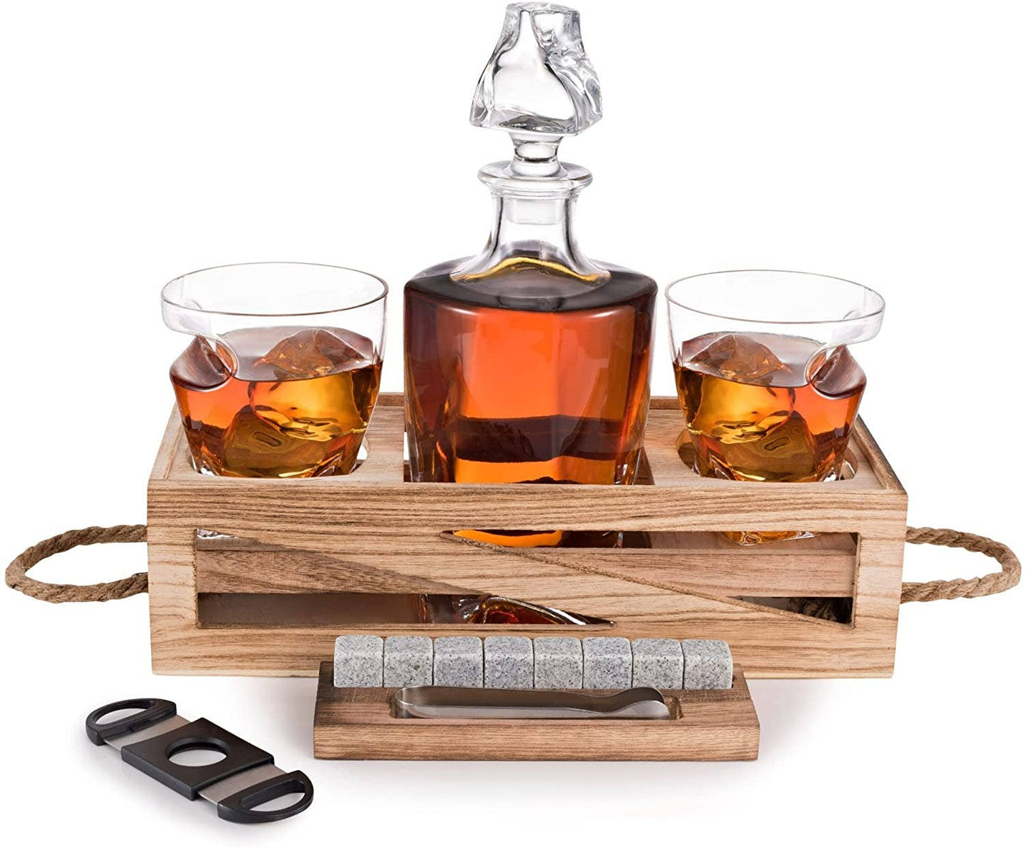 Whiskey Decanter and Cigar Glass Gift Set