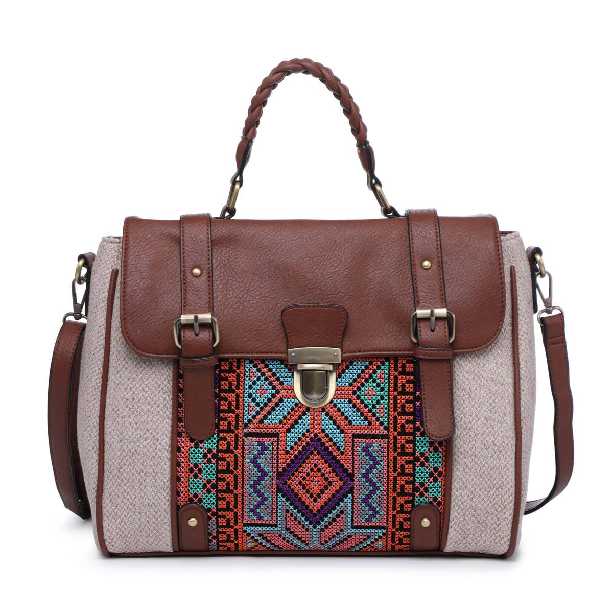 Jen & Co. - M1944 Harlow Aztec Embroidered Satchel