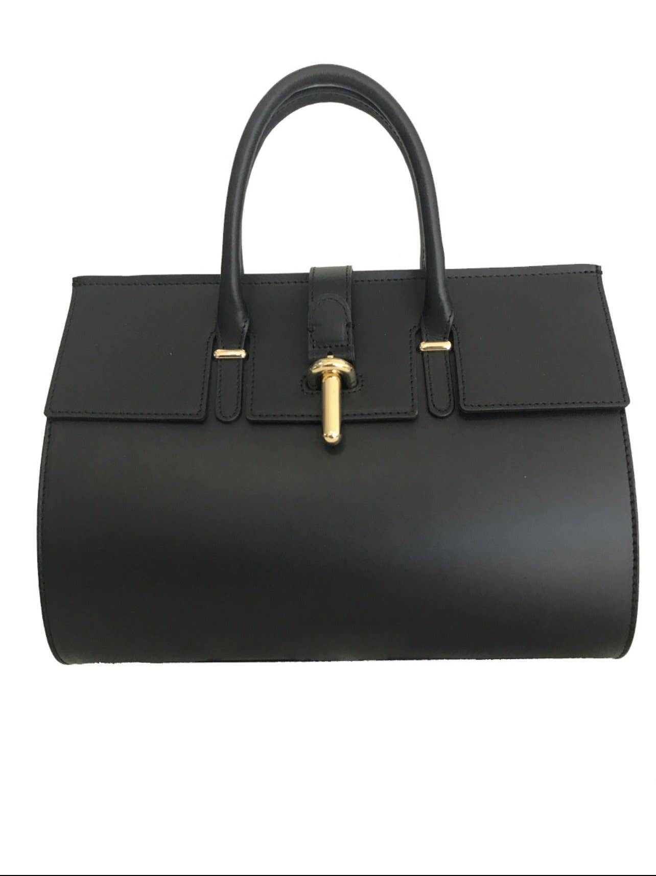 Genuine Leather Top Handle Cylinder Shaped Handbag by Le Vivre