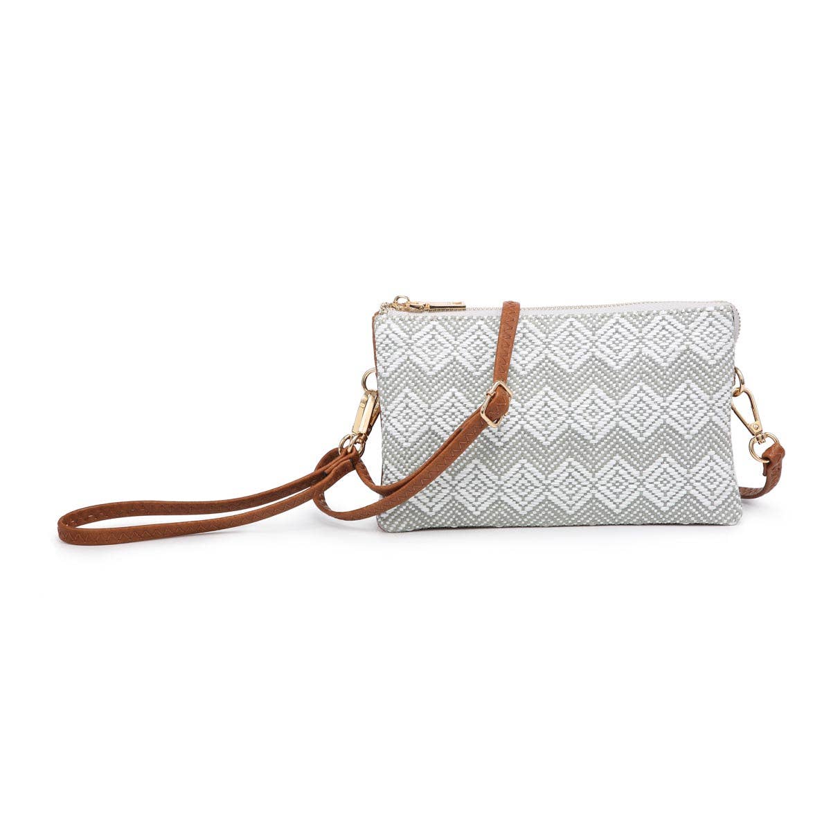 Jen & Co. - M013DIA Riley Woven Diamond Pattern 3 Compartment Crossbody
