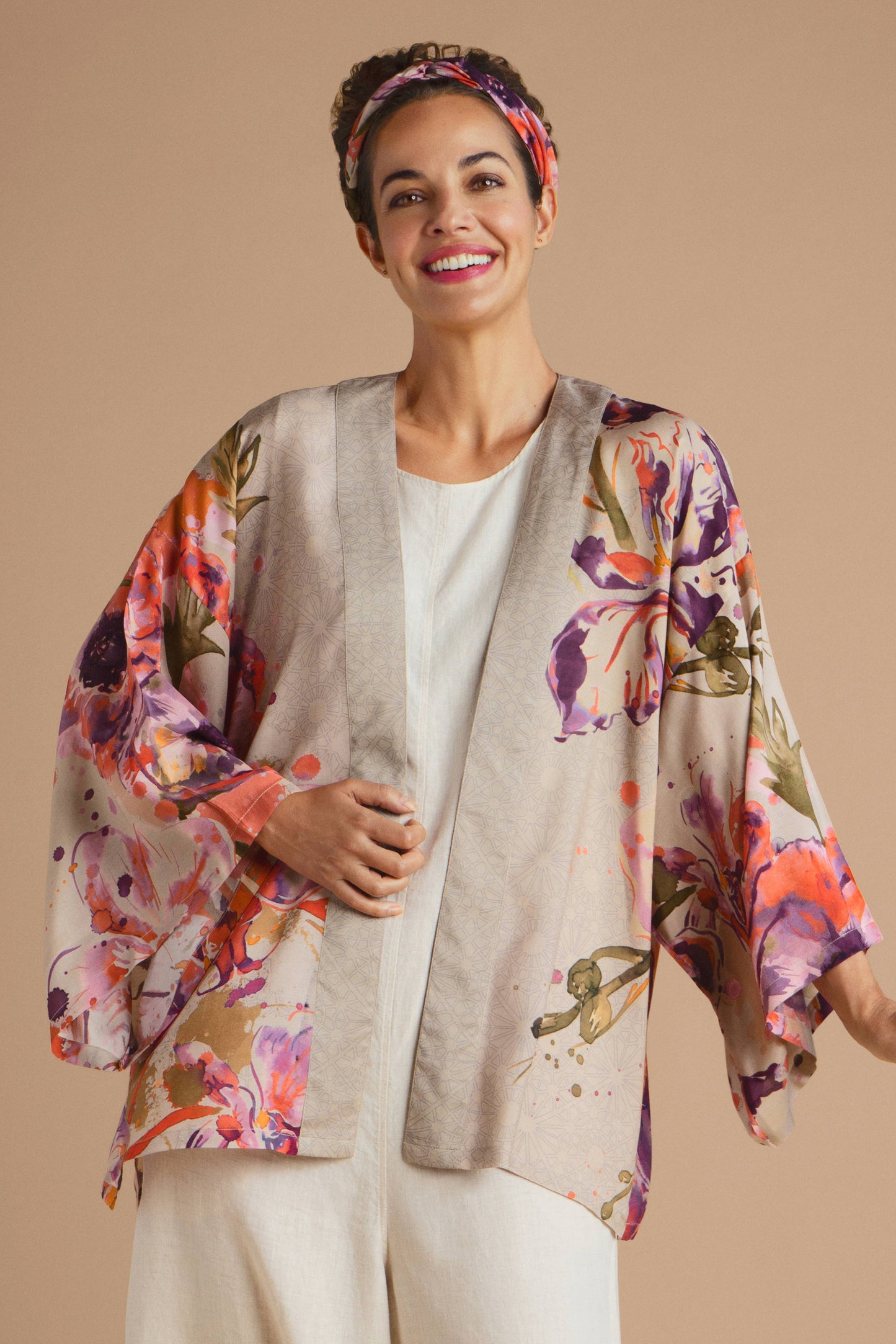 Powder Design inc - Orchid and Iris Kimono Jacket - Coconut