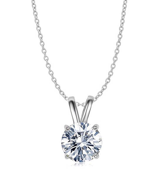 18k White Gold Plated Solitaire Crystal Necklace