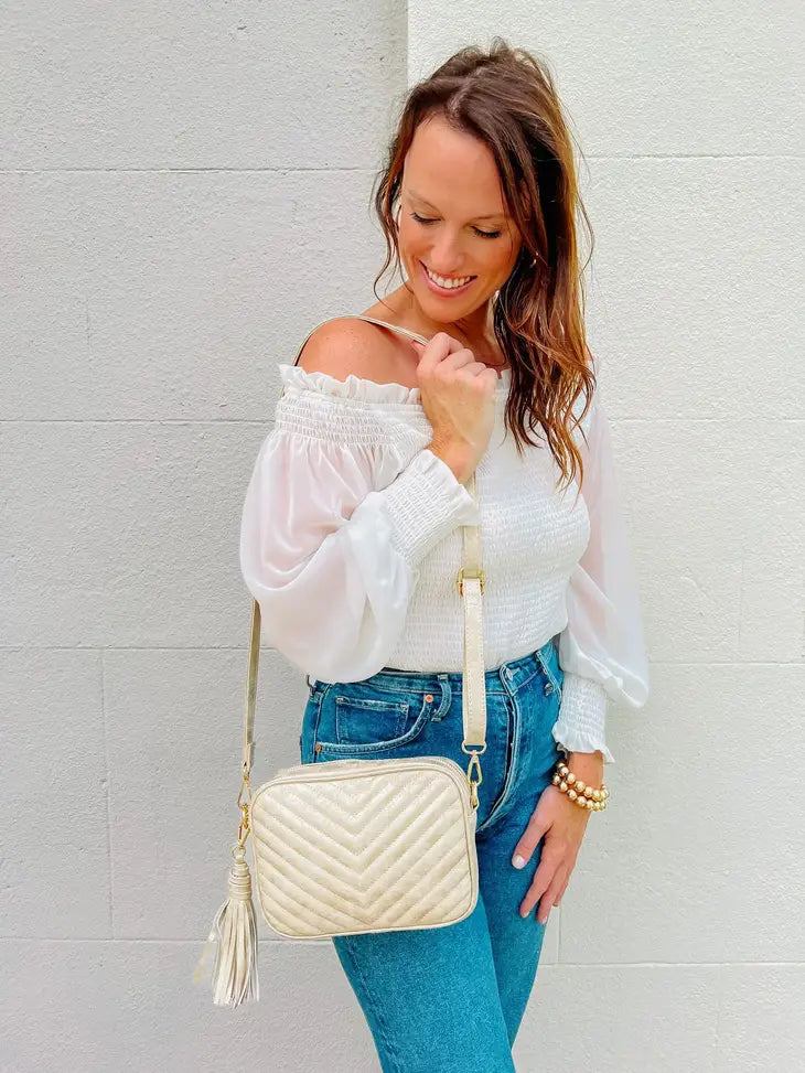 Margot quilted camera Bag Glimmer Gold