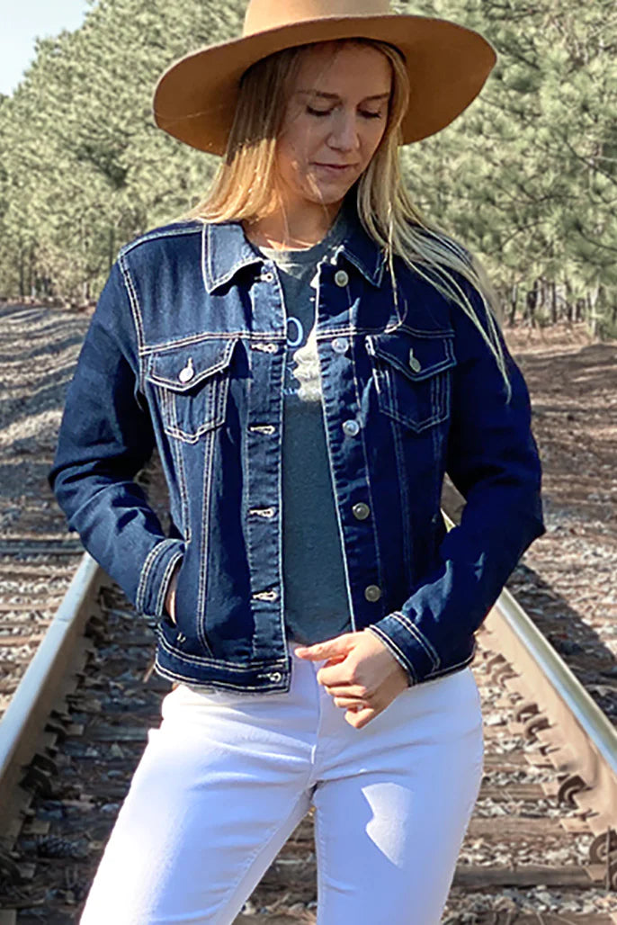Classic stretch denim jacket Rinse Washed