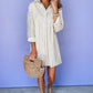 Khaki Stripe Long Sleeve Button Up Mini Shirt Dress