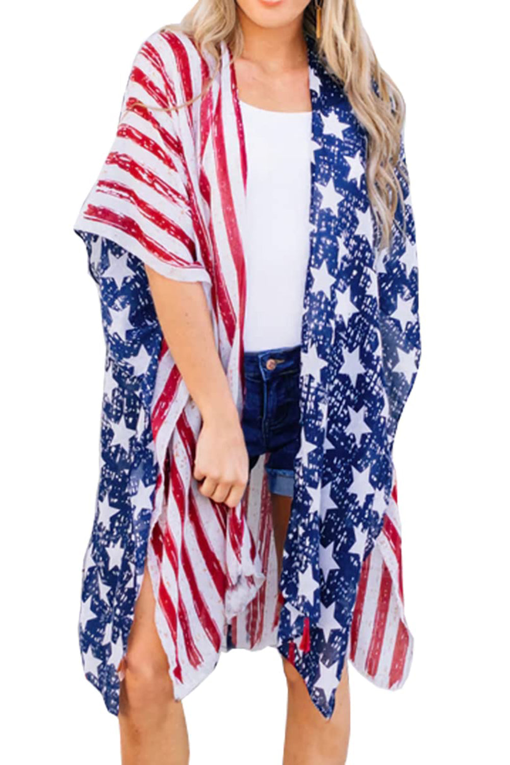 Full Size Star & Stripes Open Front Cover Up