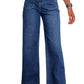 Sail Blue Wide Leg Pocketed High Waist Jeans