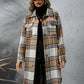 Plaid Collared Neck Long Sleeve Coat