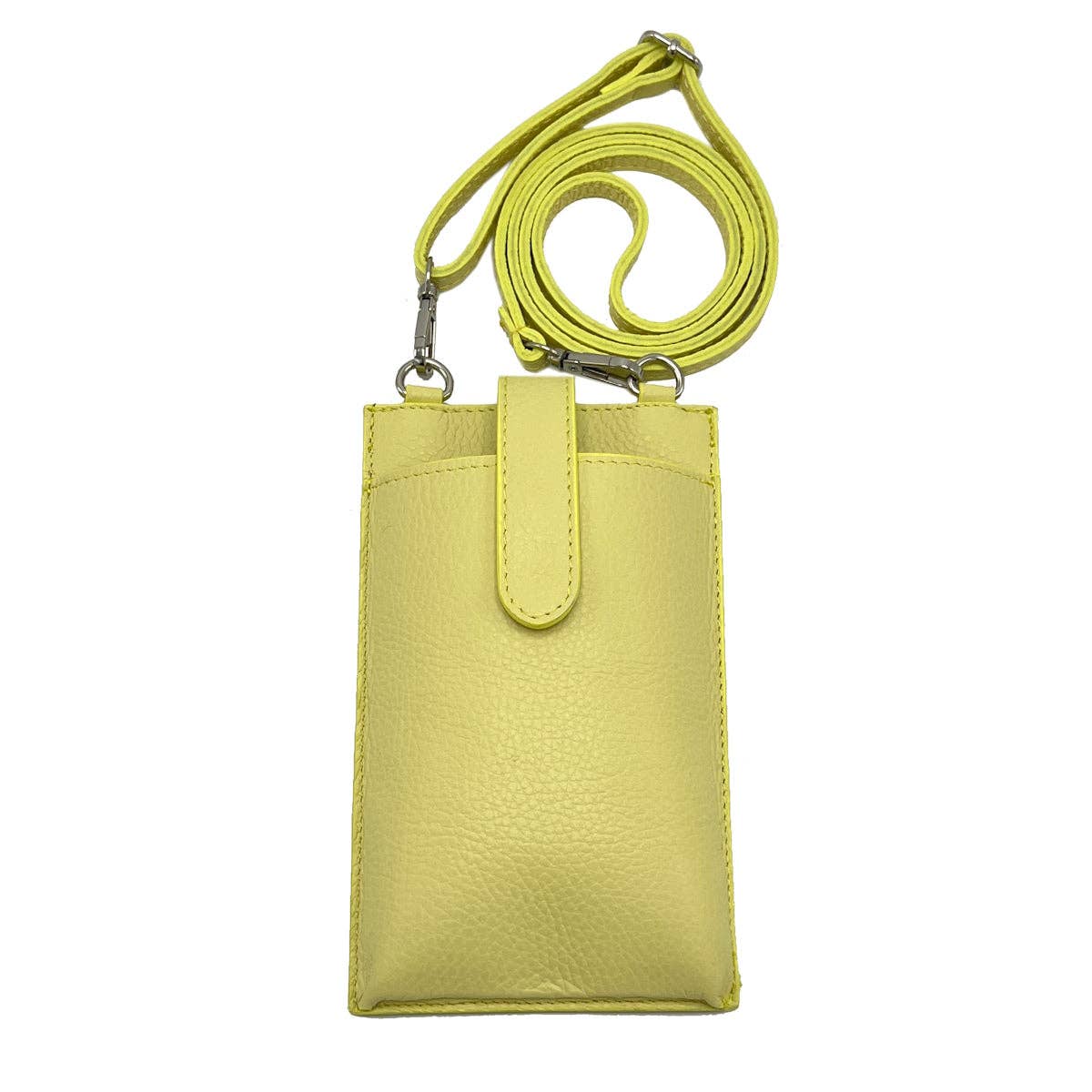 Suie Valentini srl - Summer genuine leather phone bag, Made in Italy, art. 112560: D.Orange