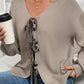 Gray Bowknot Front Leopard Heart Back Knit Cardigan