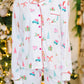 White Christmas Print Lapel Shirt and Pants Pajama Set