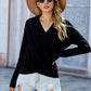 Double Take V Neck Wrap Front Knitted Top