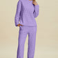 Double Take Full Size Texture Round Neck Long Sleeve Top and Pants Set