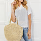 Justin Taylor Beach Date Straw Rattan Handbag in Ivory