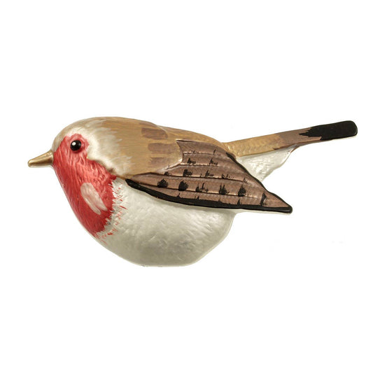 Origin Jewelry - Magnetic Bird Brooch with Brown, Red, and White Feathers