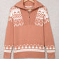 Pink Casual Geometric Knit Quarter Zip Sweater