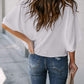 Full Size Cowl Neck Three-Quarter Sleeve Blouse