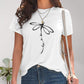 Dragonfly Graphic Round Neck Short Sleeve T-Shirt