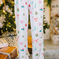 White Christmas Print Lapel Shirt and Pants Pajama Set