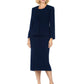 Giovanna - 3pc Collarless Clean Lines Detailed Skirt Suit: DARK NAVY / 16