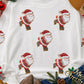 Beige Glitter Santa Claus Graphic Drop Shoulder Christmas Sweatshirt