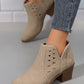 Red Sandalwood Cut Out Suede Pointed Toe Heeled Ankle Boots