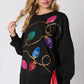 Black Sequin Bright Lights Oversized Christmas Sweatshirt