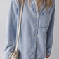 Beau Blue Long Sleeve Buttoned Chest Pocket Denim Shirt