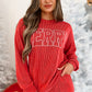 Racing Red Corded MERRY Long Sleeve Top and Shorts Pajama Set