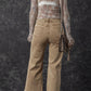 Light French Beige Acid Washed High Rise Cropped Jeans