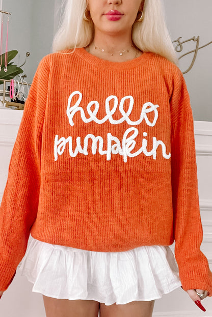 Flamingo Hello Pumpkin Graphic Sweater