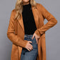 42POPS - ...SI-23491 Fitted Long Slv Faux Suede Open Jacket: KHA-cappuccino-172162 / L