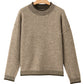 Pale Khaki Contrast Trim Mock Neck Drop Shoulder Sweater