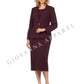 Giovanna - 3pc Collarless Clean Lines Detailed Skirt Suit: DARK NAVY / 16