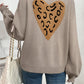 Gray Bowknot Front Leopard Heart Back Knit Cardigan