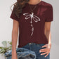 Dragonfly Graphic Round Neck Short Sleeve T-Shirt