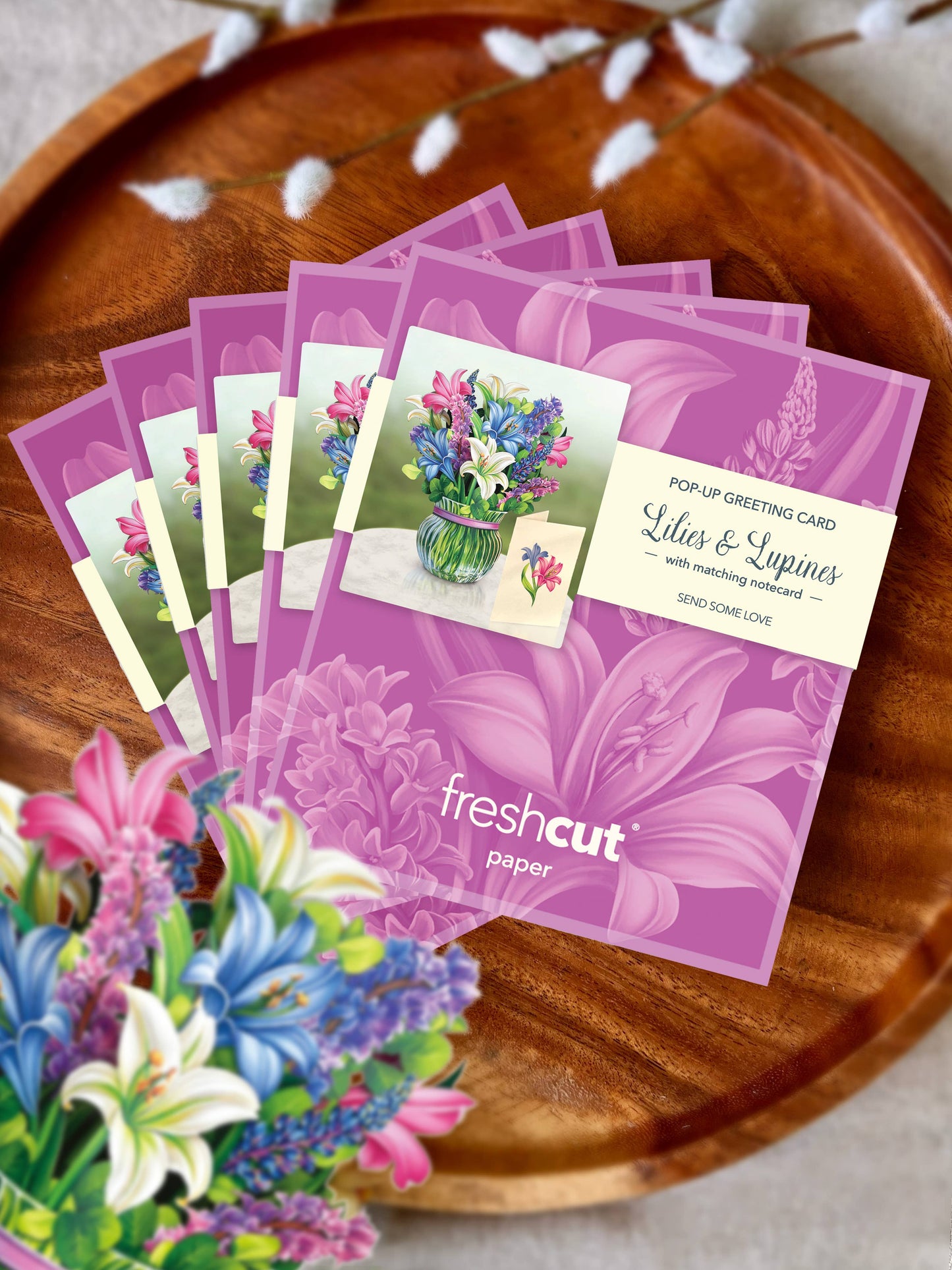 FreshCut Paper LLC - Mini Lilies & Lupines (10 Pop-up Greeting Cards)