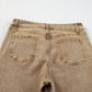 Light French Beige Acid Washed High Rise Cropped Jeans