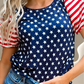 Stars and Stripes Round Neck Short Sleeve Top