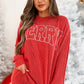 Racing Red Corded MERRY Long Sleeve Top and Shorts Pajama Set