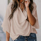 Full Size Cowl Neck Three-Quarter Sleeve Blouse